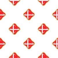 Pattern cookie with flag country Denmark in tasty biscuit vector