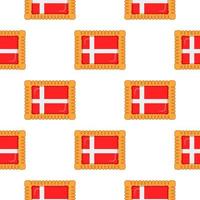 Pattern cookie with flag country Denmark in tasty biscuit vector