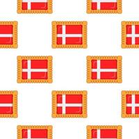 Pattern cookie with flag country Denmark in tasty biscuit vector