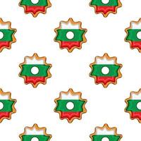 Pattern cookie with flag country Bulgaria in tasty biscuit vector
