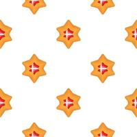 Pattern cookie with flag country Denmark in tasty biscuit vector