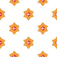 Pattern cookie with flag country Denmark in tasty biscuit vector