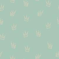 Vector crown seamless pattern. Hand drawn crowns isolated on white background. Vector stock illustration.
