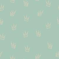 Vector crown seamless pattern. Hand drawn crowns isolated on white background. Vector stock illustration.