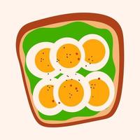 Vector hand drawn sandwich with sliced eggs and spices isolated on light. Healthy breakfast concept