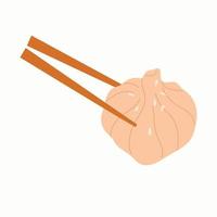 WeDim Sum.National dumplings. Asian food. Vector hand drawn illustration.