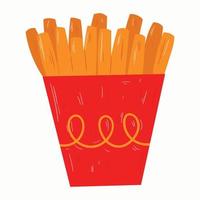 Fried French Fries. Vector hand drawn street food illustration.