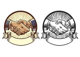 classic style shake hand design vector