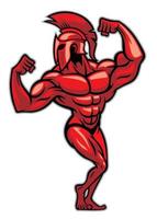 spartan pose and show his big muscle vector