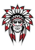indian chief head mascot logo styleai vector