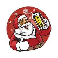 Papa Noel claus disfrutar un vaso de cerveza vector