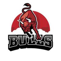 rojo toro cargando mascota deporte logo vector