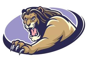 lion mascot scratching sport logo style vector