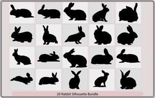 Set of different rabbits silhouettes for design use. vector