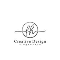 Initial FH handwriting logo with circle hand drawn template vector