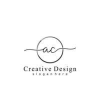 Initial AC handwriting logo with circle hand drawn template vector