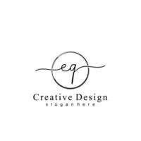 Initial EQ handwriting logo with circle hand drawn template vector