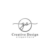 Initial GO handwriting logo with circle hand drawn template vector