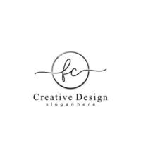 Initial FC handwriting logo with circle hand drawn template vector