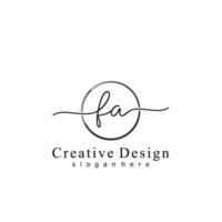 Initial FA handwriting logo with circle hand drawn template vector