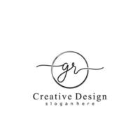 Initial GR handwriting logo with circle hand drawn template vector