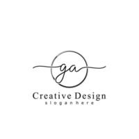 Initial GA handwriting logo with circle hand drawn template vector