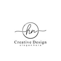 Initial HN handwriting logo with circle hand drawn template vector