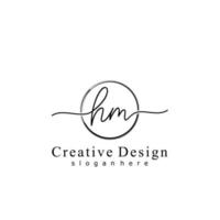 Initial HM handwriting logo with circle hand drawn template vector