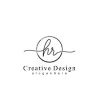 Initial HR handwriting logo with circle hand drawn template vector