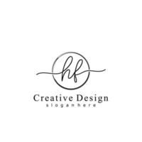 Initial HF handwriting logo with circle hand drawn template vector