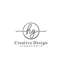 Initial HG handwriting logo with circle hand drawn template vector