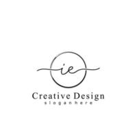 Initial IE handwriting logo with circle hand drawn template vector