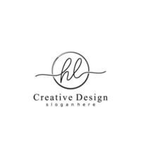 Initial HL handwriting logo with circle hand drawn template vector