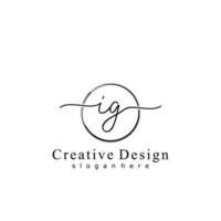 Initial IG handwriting logo with circle hand drawn template vector