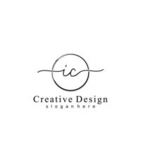 Initial IC handwriting logo with circle hand drawn template vector