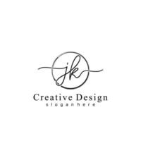 Initial JK handwriting logo with circle hand drawn template vector