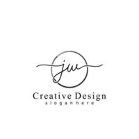 Initial JW handwriting logo with circle hand drawn template vector