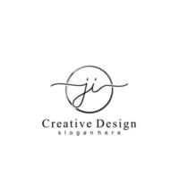 Initial JI handwriting logo with circle hand drawn template vector