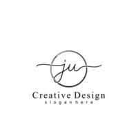 Initial JU handwriting logo with circle hand drawn template vector