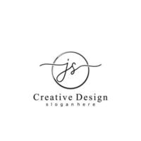 Initial JS handwriting logo with circle hand drawn template vector