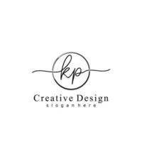 Initial KP handwriting logo with circle hand drawn template vector