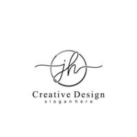 Initial JH handwriting logo with circle hand drawn template vector