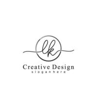 Initial LK handwriting logo with circle hand drawn template vector