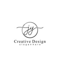 Initial JY handwriting logo with circle hand drawn template vector