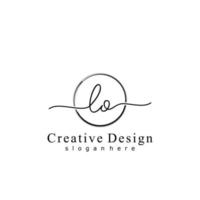 Initial LO handwriting logo with circle hand drawn template vector