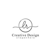 Initial LR handwriting logo with circle hand drawn template vector