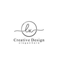 Initial LX handwriting logo with circle hand drawn template vector
