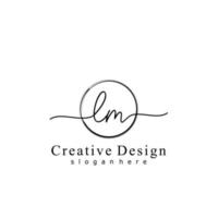 Initial LM handwriting logo with circle hand drawn template vector