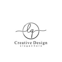 Initial LQ handwriting logo with circle hand drawn template vector