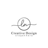 Initial LN handwriting logo with circle hand drawn template vector